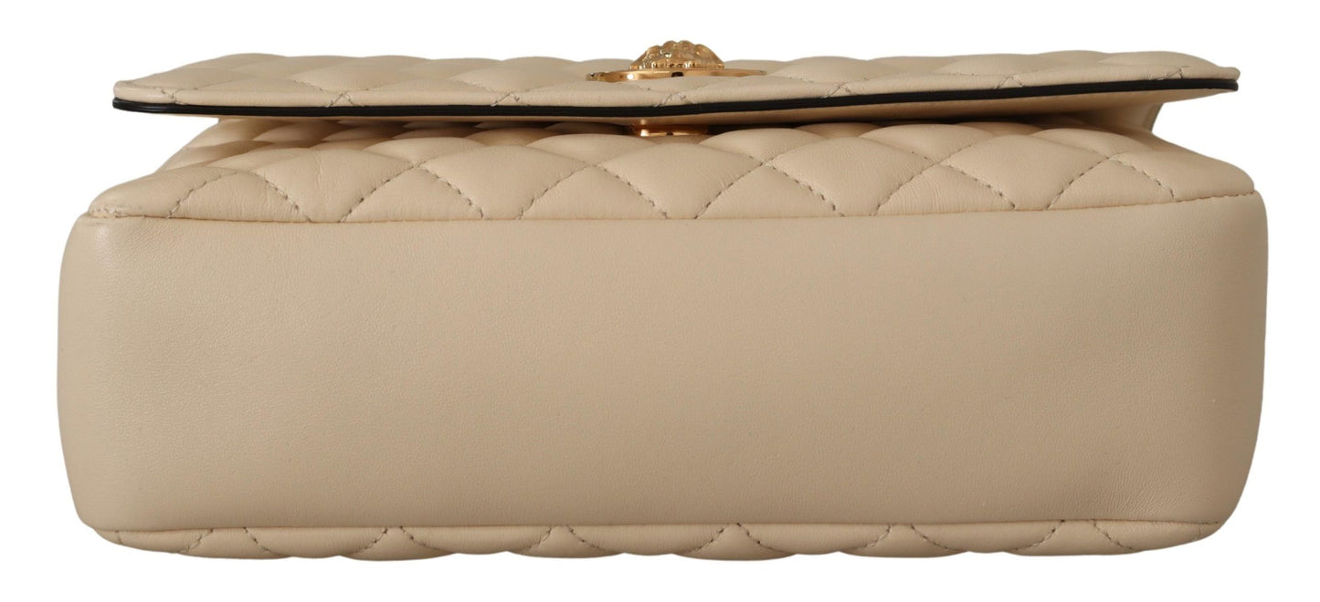 Versace Elegant White Nappa Leather Shoulder Bag