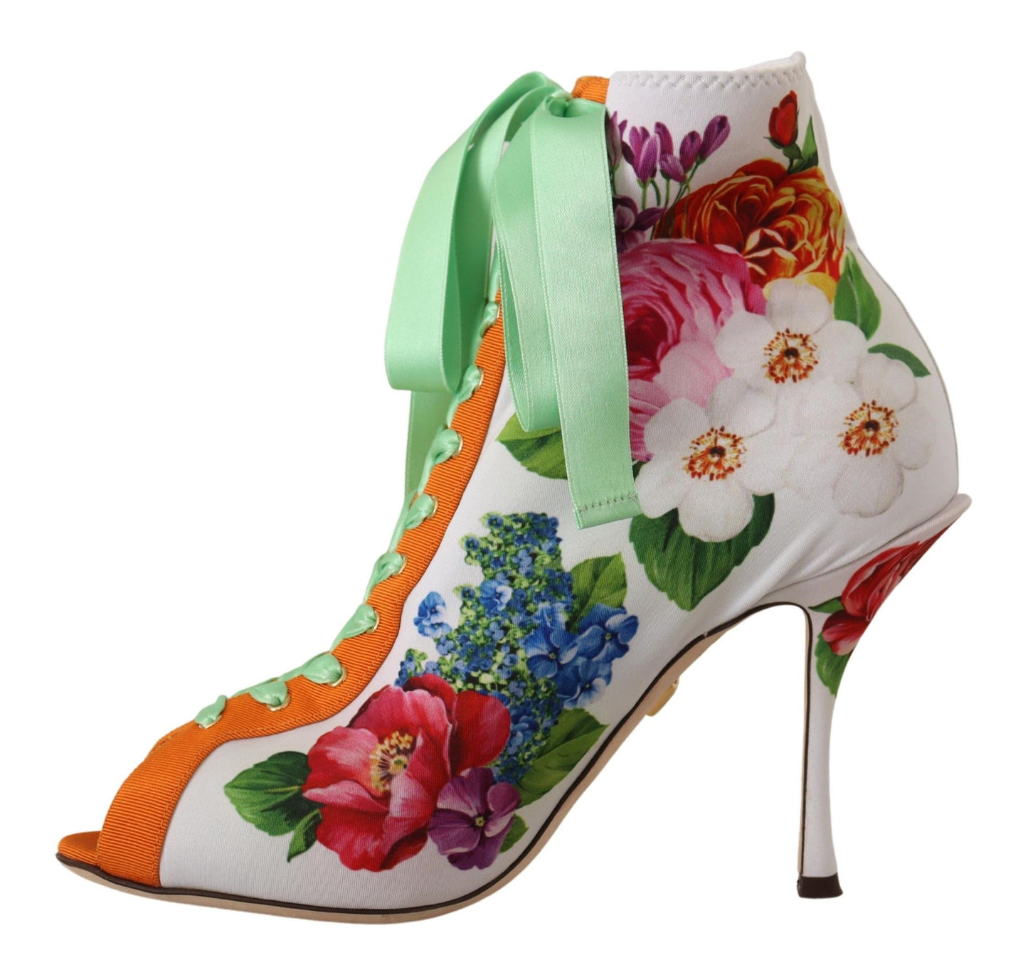 Dolce & Gabbana Floral Open Toe Jersey Heels