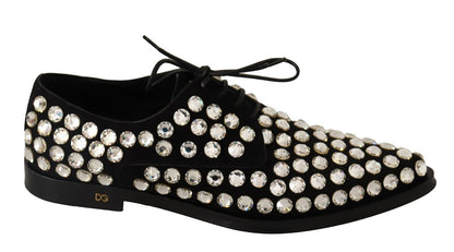 Dolce & Gabbana Elegant Crystal-Embellished Lace-Up Flats