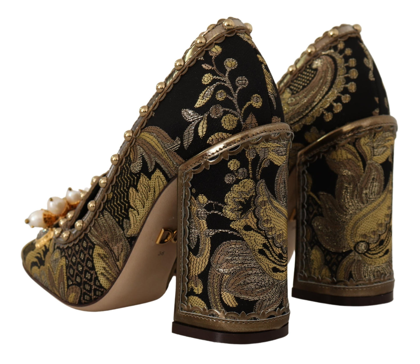 Dolce & Gabbana Elegant Gold Jacquard Brocade Pumps