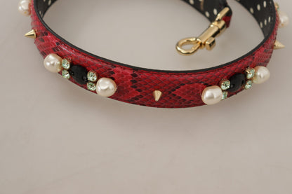 Dolce & Gabbana Elegant Red Python Leather Shoulder Strap