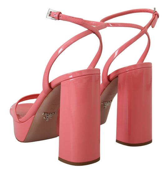 Prada Chic Pink Patent Leather Platform Sandals