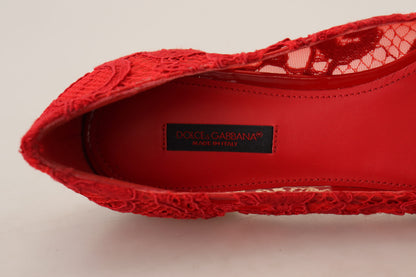 Dolce & Gabbana Red Crystal-Embellished Flats