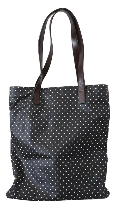 Dolce & Gabbana Elegant Canvas & Leather Tote Bag - Black & White