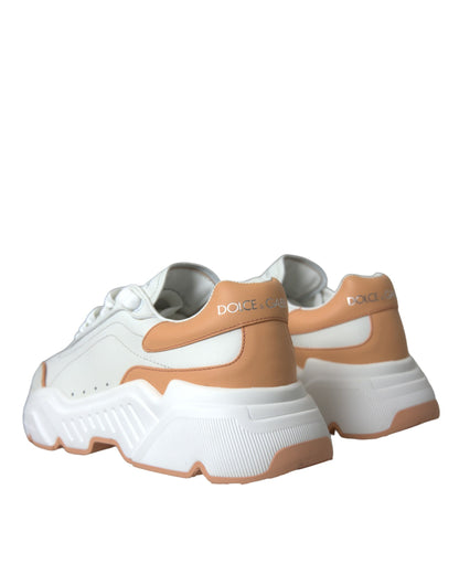 Dolce & Gabbana White Peach DAYMASTER Leather Sneakers Shoes