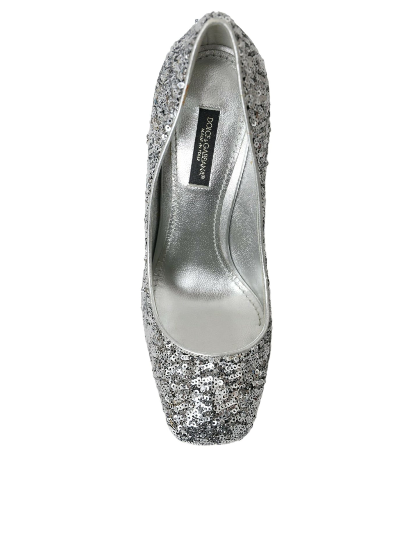 Dolce & Gabbana Silver Sequin Embellished Heels Pumps Shoes