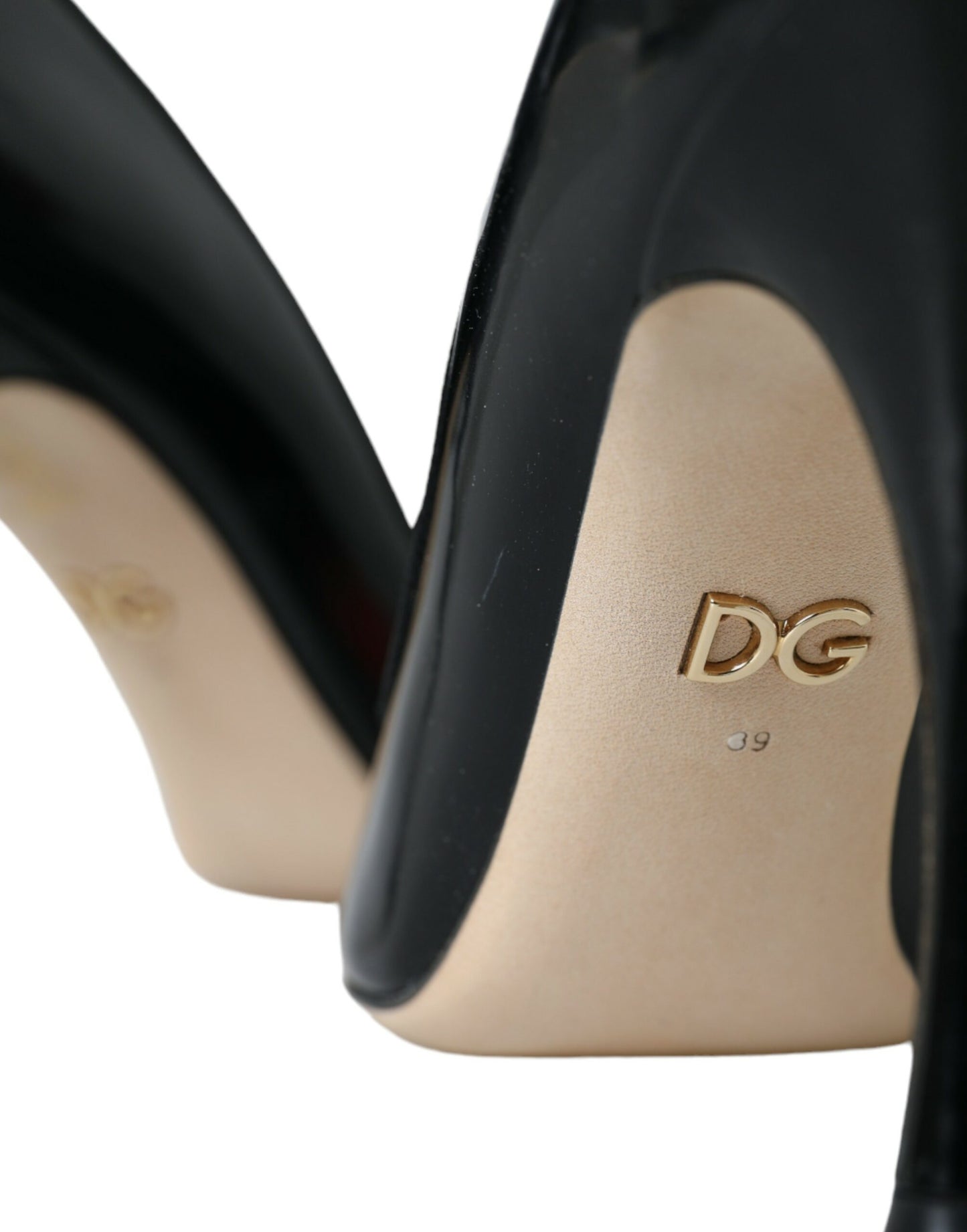 Dolce & Gabbana Black Leather WOW Patch Heels Pumps Shoes