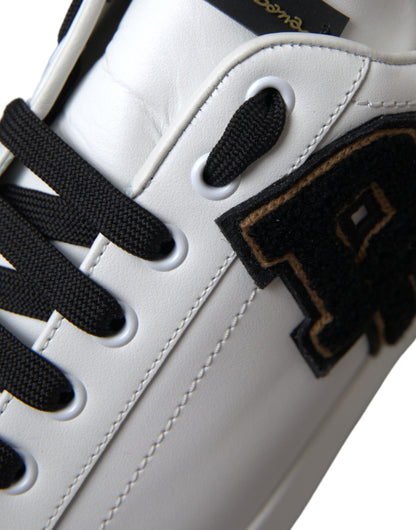 Dolce & Gabbana White Leather DG Logo Casual Low Top Sneakers Shoes