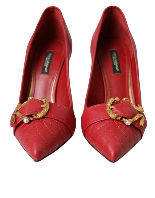 Dolce & Gabbana Red Devotion Leather Heels Pumps Shoes