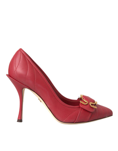 Dolce & Gabbana Red Devotion Leather Heels Pumps Shoes