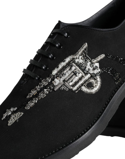 Dolce & Gabbana Black Suede Sicilia Lace Up Formal Shoes
