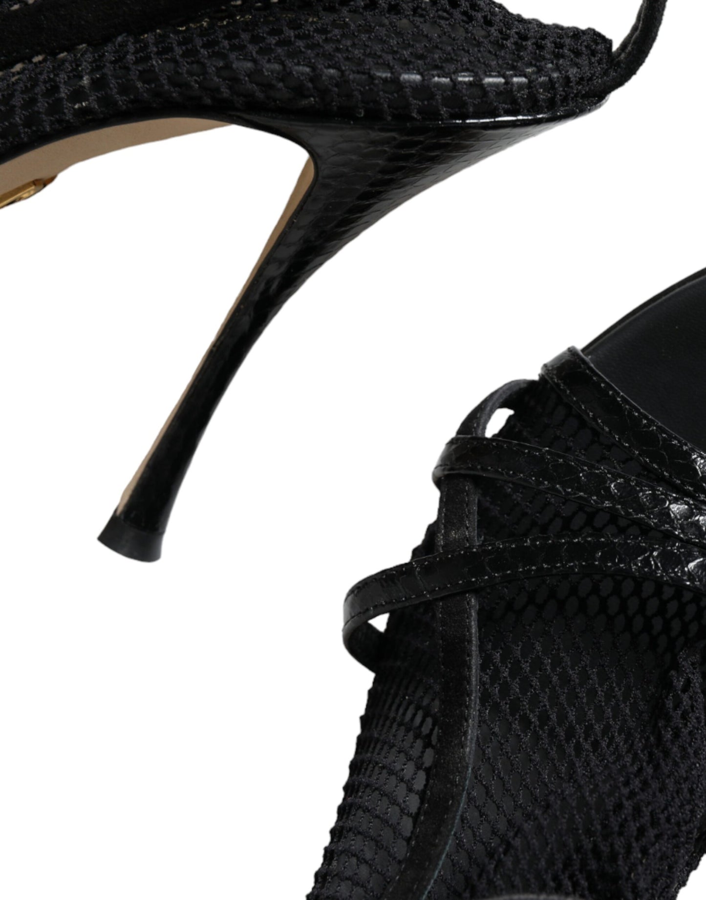 Dolce & Gabbana Black Mesh Stiletto Heels Sandals Shoes