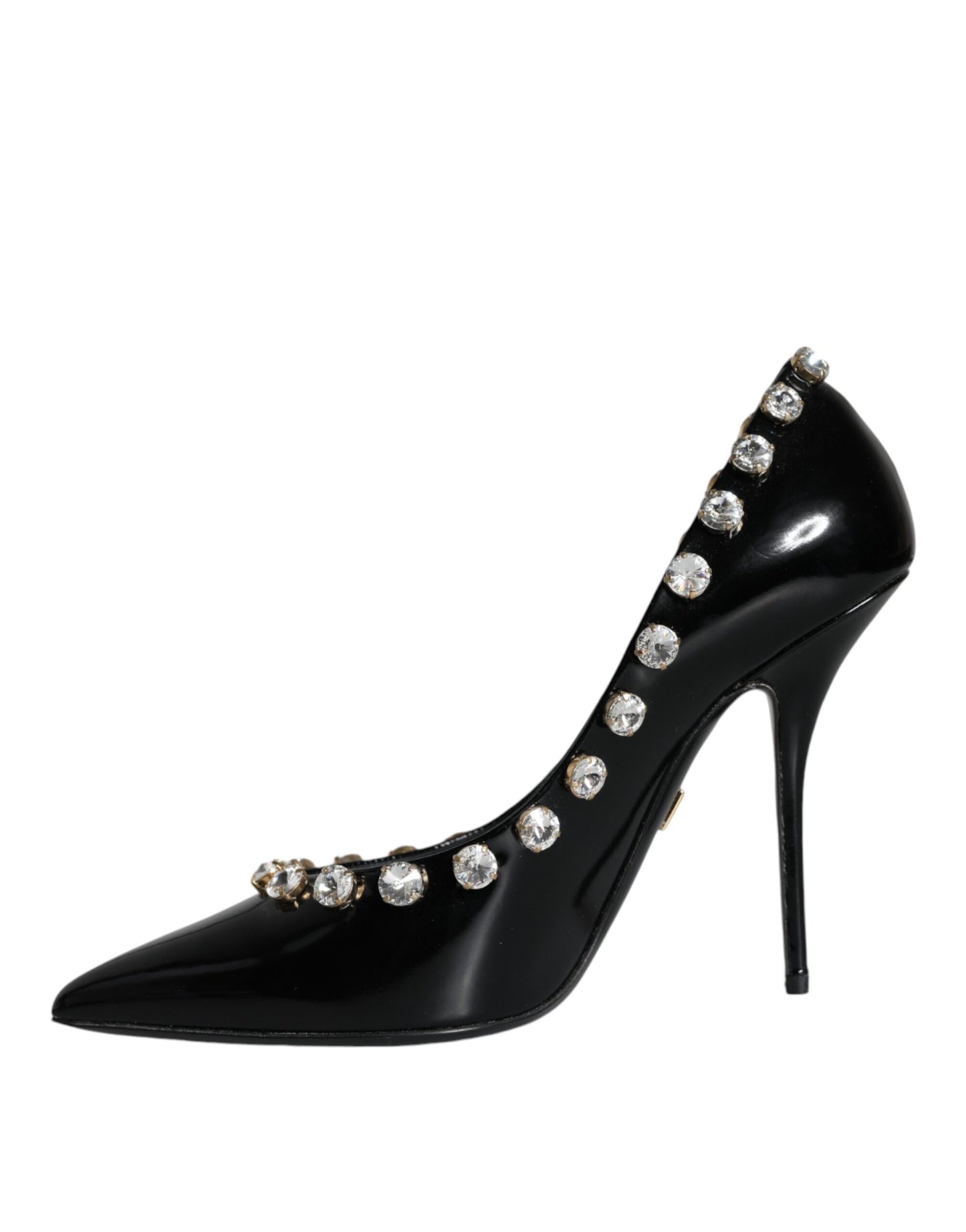 Dolce & Gabbana Black Crystals Leather High Heels Pumps Shoes