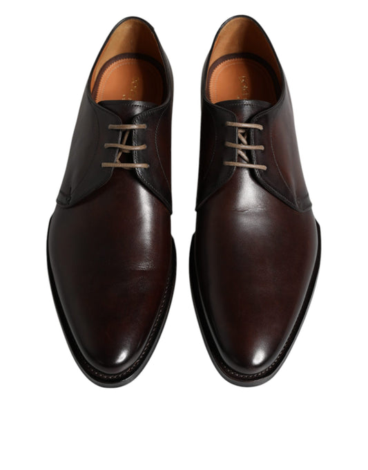 Dolce & Gabbana Brown Leather Lace Up Men Derby Formal Shoes