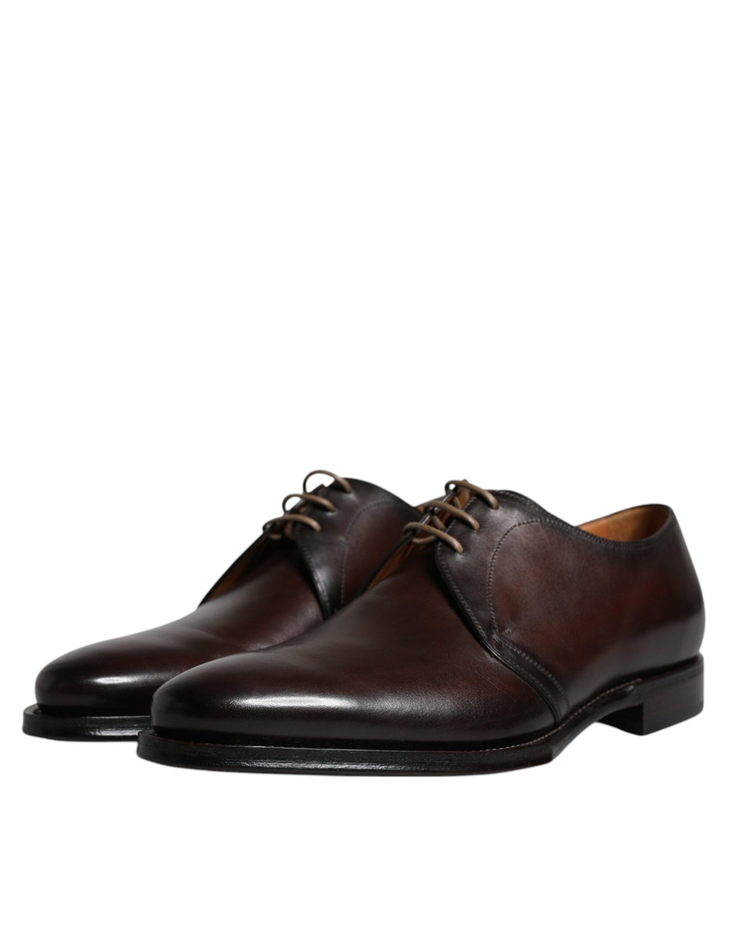 Dolce & Gabbana Brown Leather Lace Up Men Derby Formal Shoes