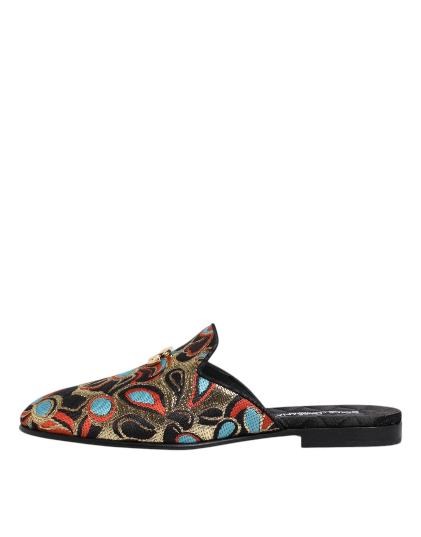 Dolce & Gabbana Multicolor Jacquard Logo Flat Sandals Shoes