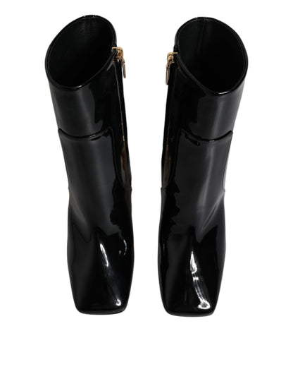 Dolce & Gabbana Black Jackie Leather Mid Calf Boots Shoes