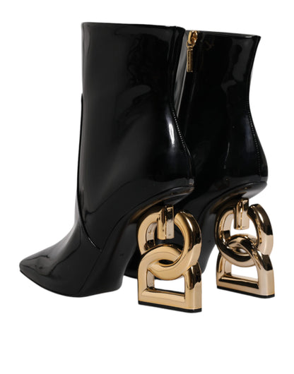 Dolce & Gabbana Black Jackie Leather Mid Calf Boots Shoes