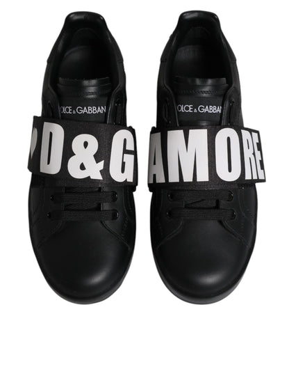 Dolce & Gabbana Black D&G AMORE Low Top Sneakers Shoes