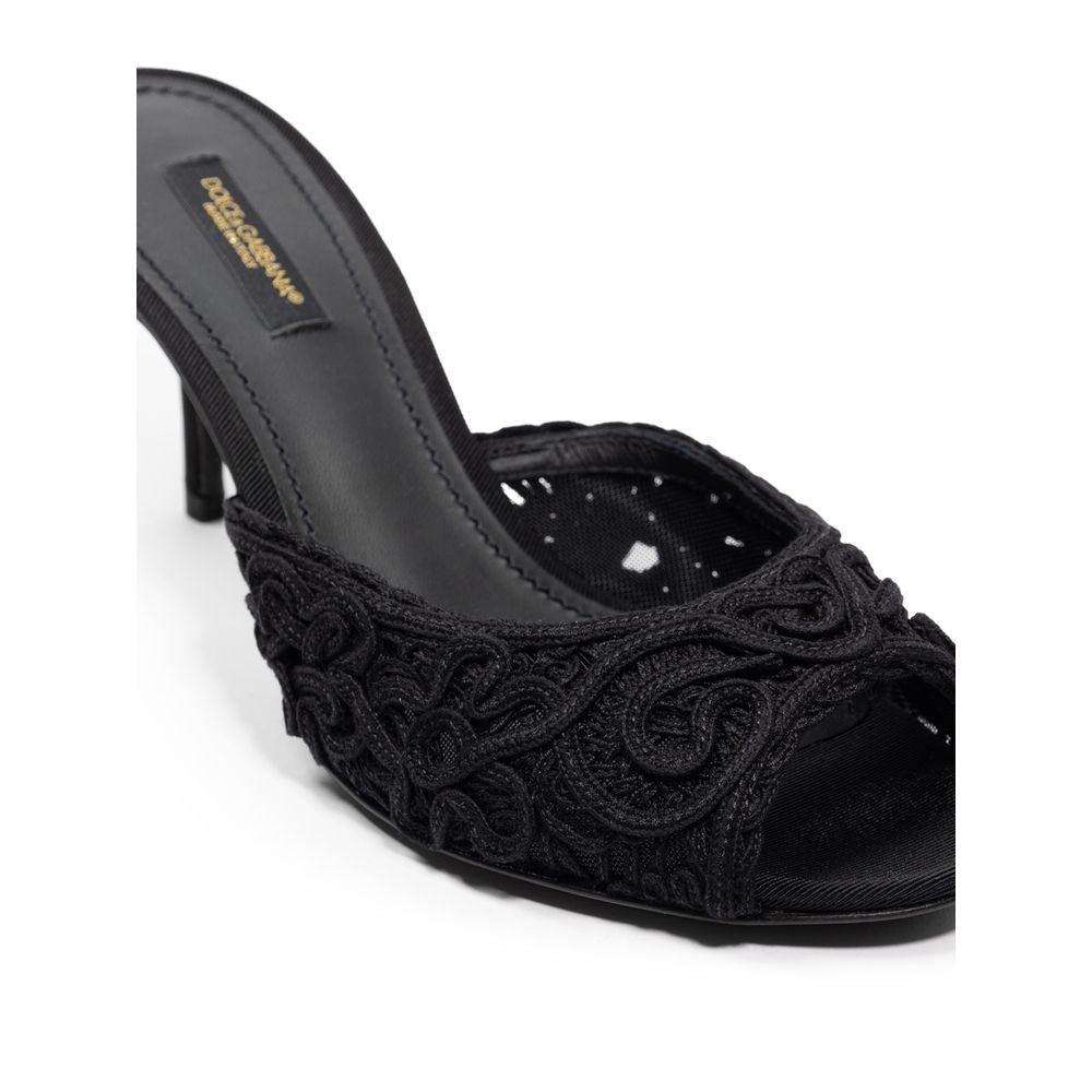 Dolce & Gabbana Black Cotton Sandal