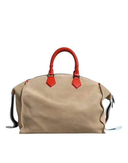 Dolce & Gabbana Beige Suede Leather Top Handle Duffle Bag