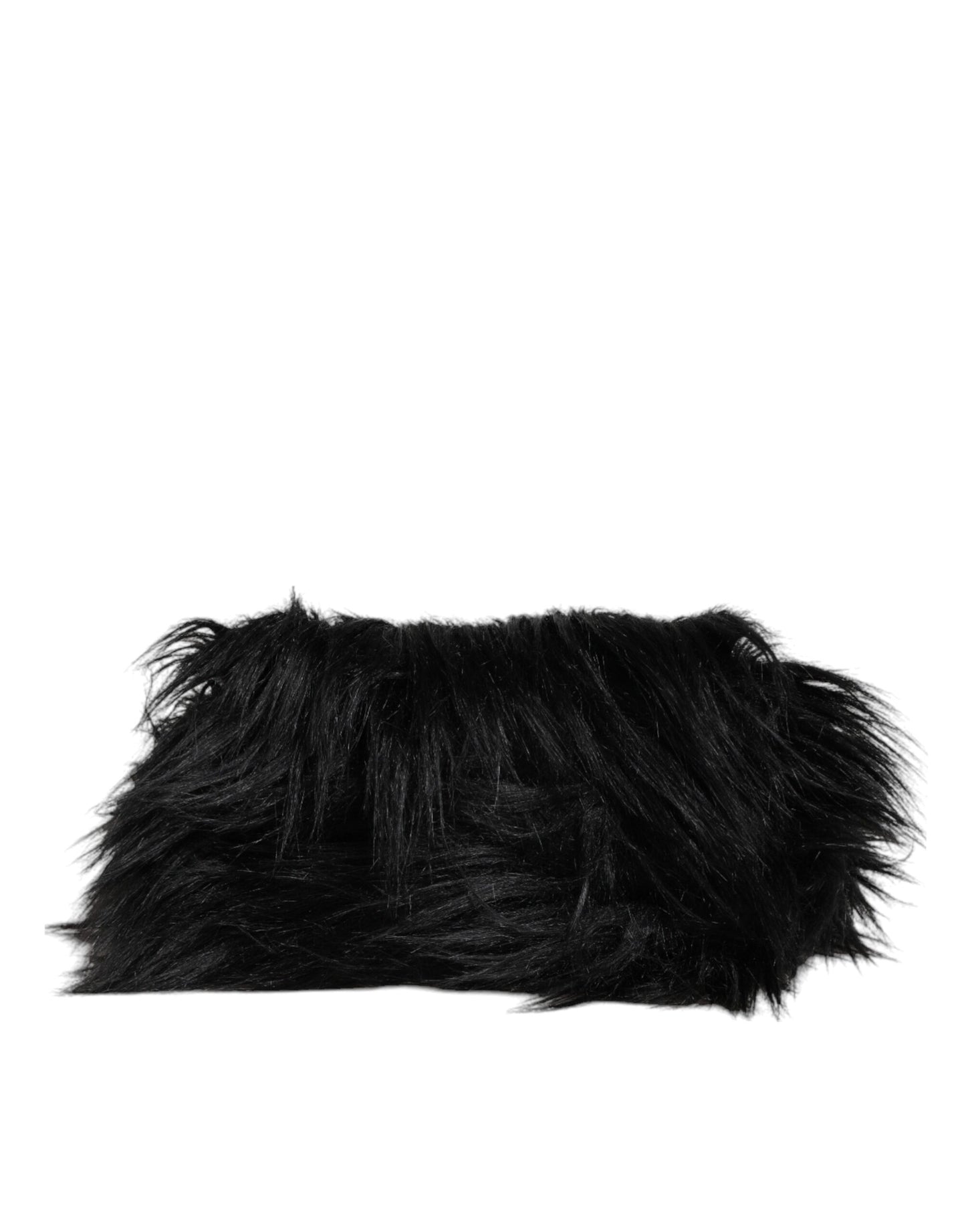 Dolce & Gabbana Black Fur Logo Plaque Double Handle Shoulder Bag