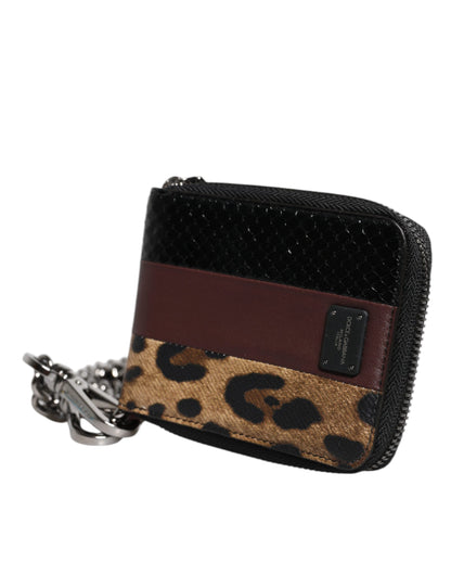 Dolce & Gabbana Multicolor Leopard Leather DG Bifold Card Holder Wallet