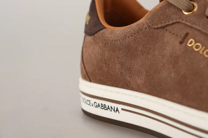 Dolce & Gabbana Brown Suede Logo Low Top Sneakers Men Shoes