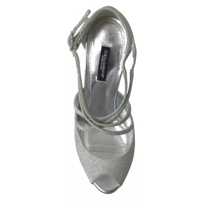 Dolce & Gabbana Silver Shimmers Sandals Heel Pumps Shoes