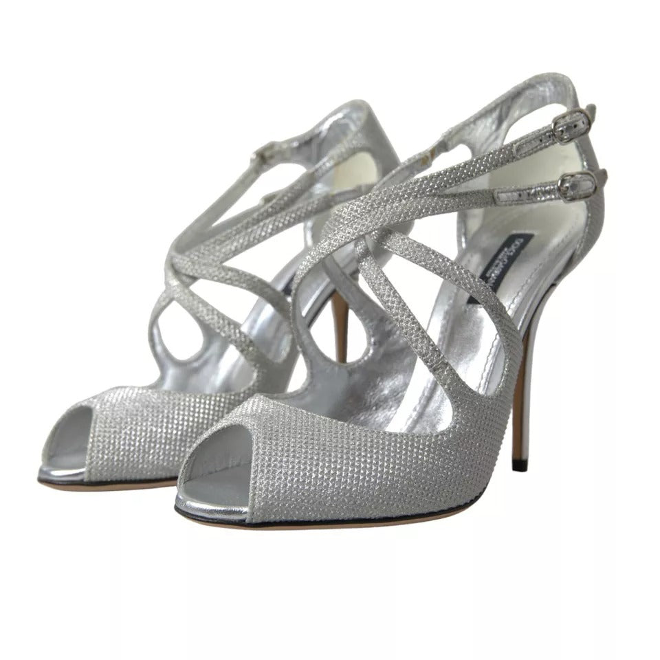 Dolce & Gabbana Silver Shimmers Sandals Heel Pumps Shoes