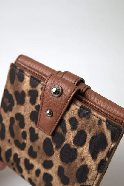 Dolce & Gabbana Brown Leopard French Flap Leather Bifold Cardholder Wallet