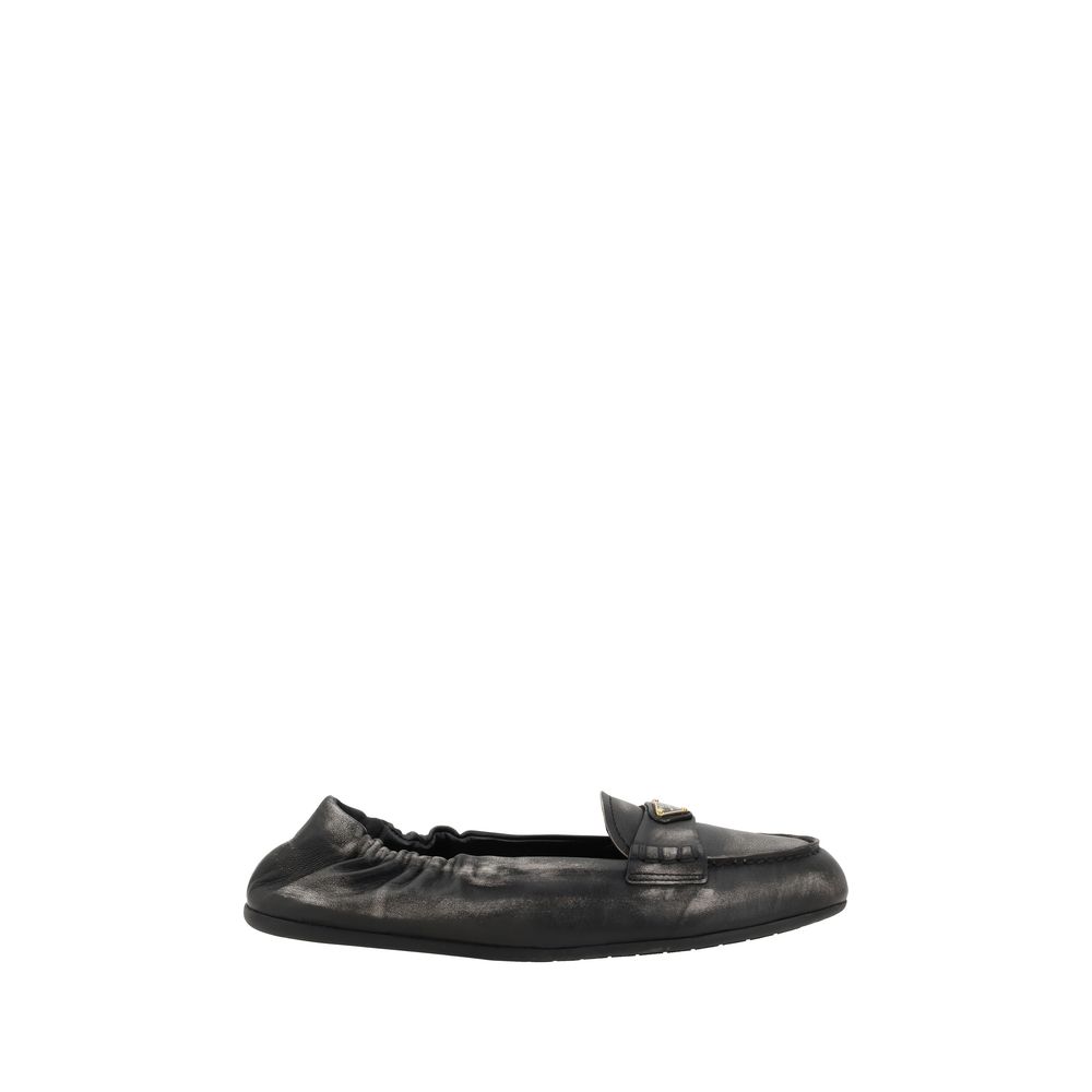 Prada Vintage-effect leather Loafers