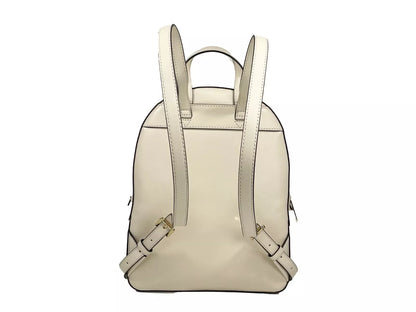 Michael Kors Jaycee Medium Pebble Leather Zip Pocket Backpack Bag Cream