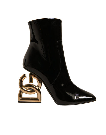 Dolce & Gabbana Black Jackie Leather Mid Calf Boots Shoes