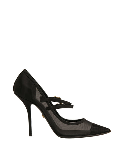 Dolce & Gabbana Black Mesh Mary Jane High Heels Pumps Shoes