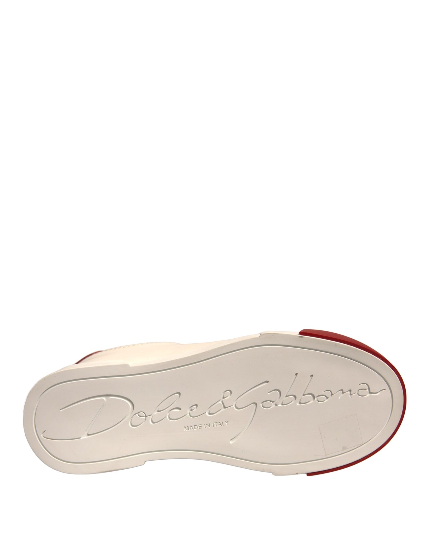 Dolce & Gabbana Shoes White Leather Logo Portofino Sneakers