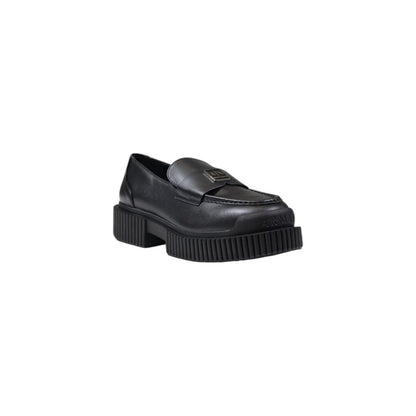 Armani Exchange Black Leather Flat Shoe