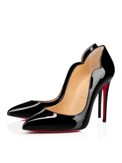 Christian Louboutin Black Patent Leather Hot Chick Pumps 100