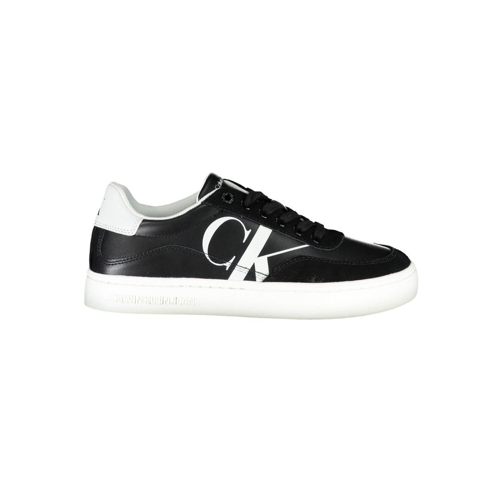 Calvin Klein Sleek Black Lace-Up Sneakers With Contrast Details