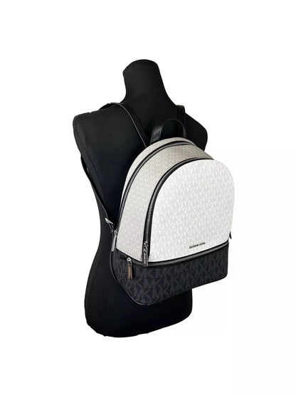 Michael Kors Rhea Medium PVC Backpack Bookbag Optic White Multi
