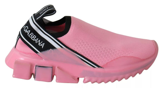 Dolce & Gabbana Pink Low Top Sorrento Sneakers Slip On Casual Shoes