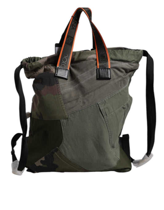 Dolce & Gabbana Military Green Patchwork Rucksack Backpack Bag