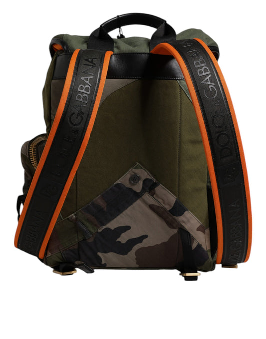 Dolce & Gabbana Military Green Patchwork Travel Backpack Bag