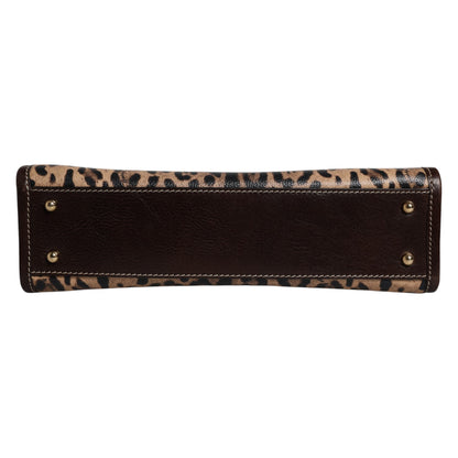 Dolce & Gabbana Brown Leopard Leather Shoulder Strap Tote Bag