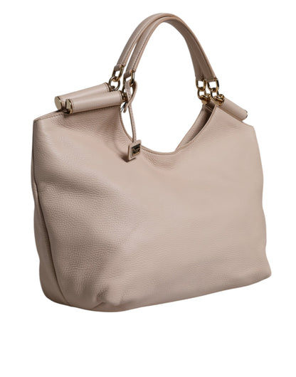 Dolce & Gabbana Light Pink Deer Leather Logo Plaque Tote Top Handle Bag