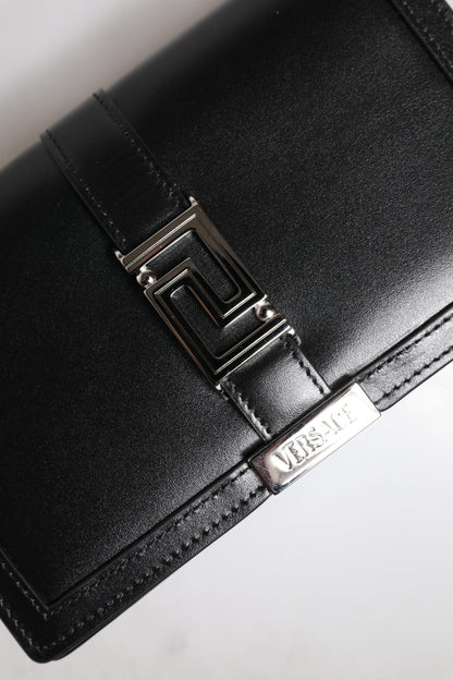 Versace Black Calfskin Leather Chain Strap Shoulder Crossbody Bag