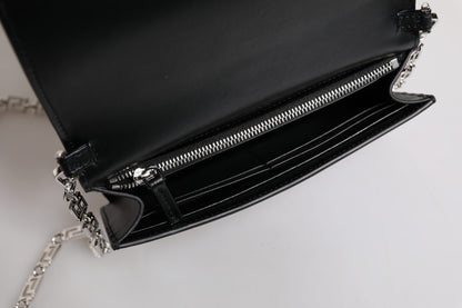 Versace Black Calfskin Leather Chain Strap Shoulder Crossbody Bag