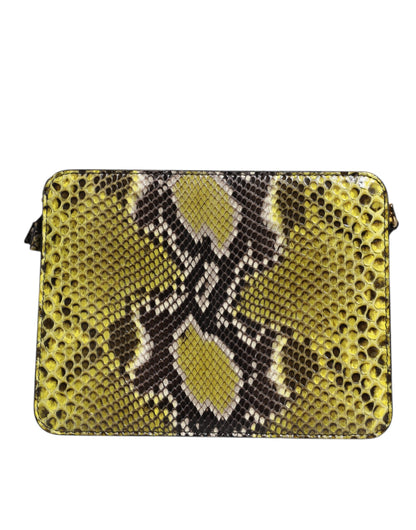 Dolce & Gabbana Green Exotic Leather DG Plaque Crossbody Clutch Bag