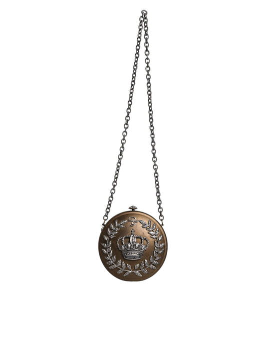 Dolce & Gabbana Gold Brass Metal DG Crown Clutch Crossbody Bag
