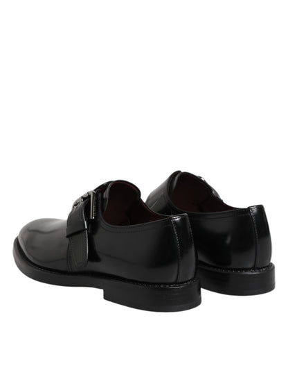 Dolce & Gabbana Black Leather Monk Strap Derby Formal Shoes